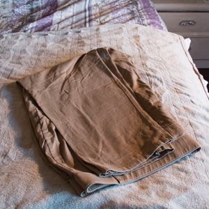 Tan Skinny Pants With Cute Zipper placement